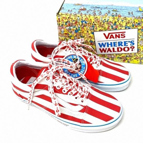 💖MEGA SALE💖VANS x Where's Waldo Red White Old VN0A3WKT3UV Women's Low Skool - Picture 8 of 15